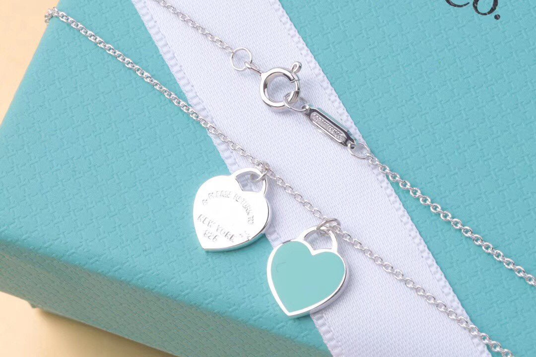[Resenly Jewelry]ダブルハートタグペンダント シルバーミニネックレス