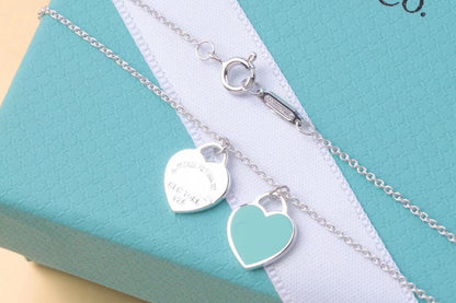 [Resenly Jewelry]ダブルハートタグペンダント シルバーミニネックレス
