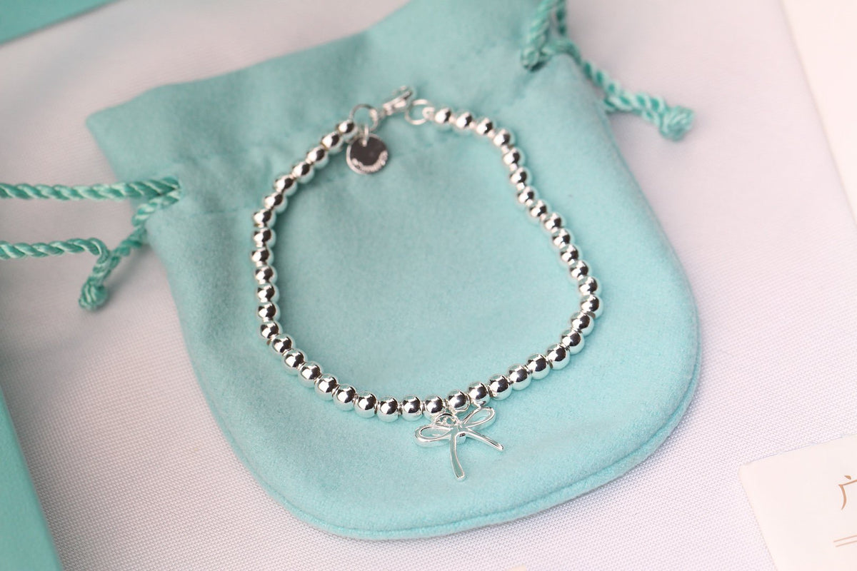 [Resenly Jewelry]STERLING SILVER BOW BEAD BRACELET