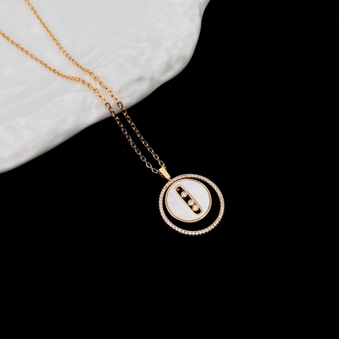 [Resenly Jewelry]LUCKY MOVE MM ホワイトマザーオブパール ダイヤモンドネックレス