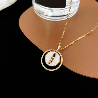 [Resenly Jewelry]LUCKY MOVE MM ホワイトマザーオブパール ダイヤモンドネックレス