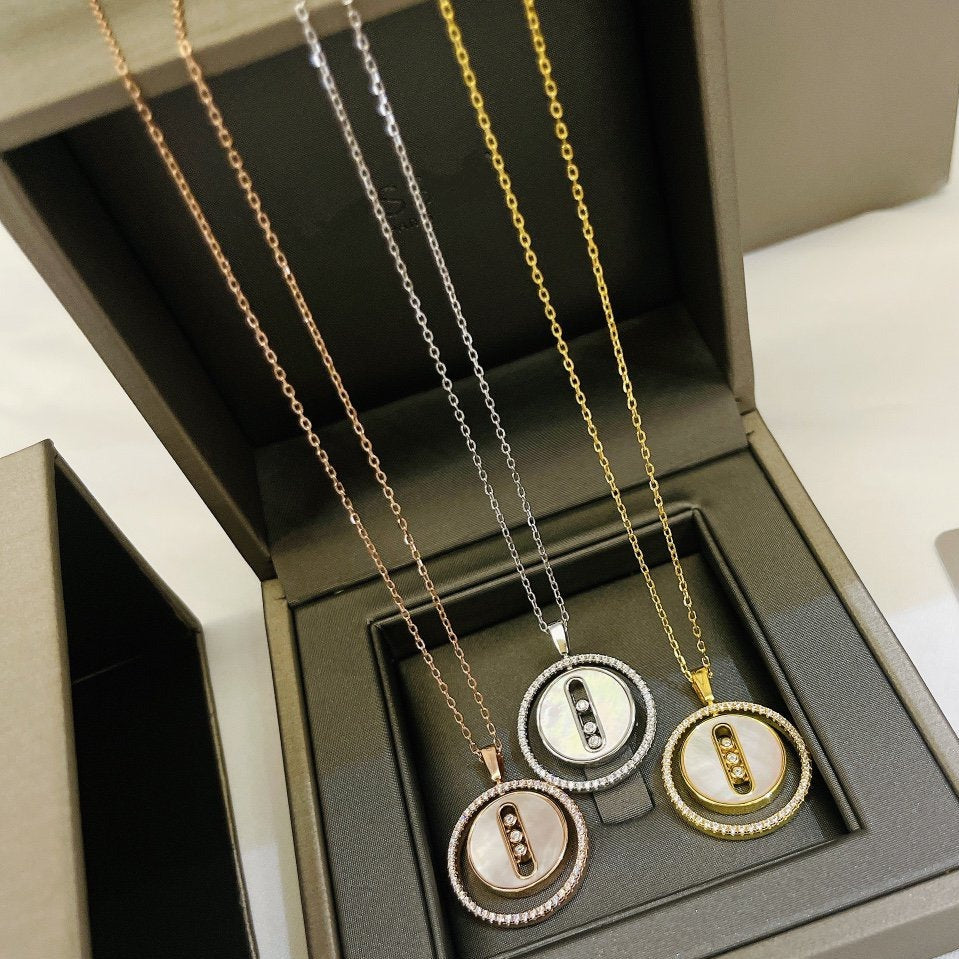 [Resenly Jewelry]LUCKY MOVE MM ホワイトマザーオブパール ダイヤモンドネックレス