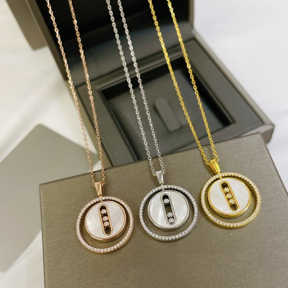 [Resenly Jewelry]LUCKY MOVE MM ホワイトマザーオブパール ダイヤモンドネックレス