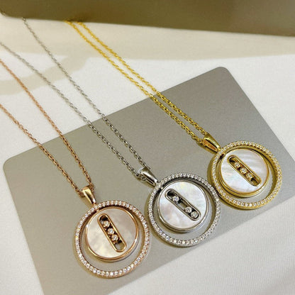 [Resenly Jewelry]LUCKY MOVE MM ホワイトマザーオブパール ダイヤモンドネックレス