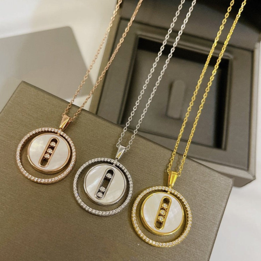 [Resenly Jewelry]LUCKY MOVE MM ホワイトマザーオブパール ダイヤモンドネックレス