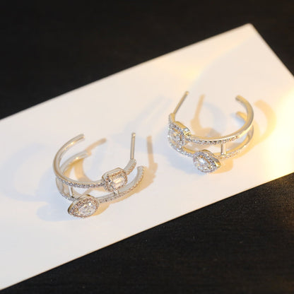 [Resenly Jewelry] マイ ツイン 2 ラング ダイヤモンド ピアス (シルバー)