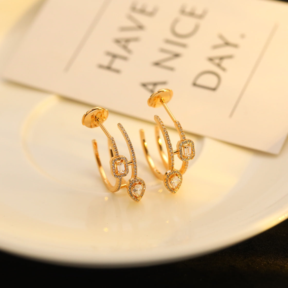 [Resenly Jewelry] マイ ツイン 2 ラング ダイヤモンド ピアス (シルバー)