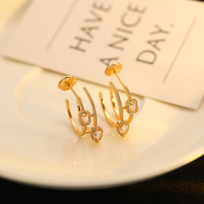 [Resenly Jewelry] マイ ツイン 2 ラング ダイヤモンド ピアス (シルバー)