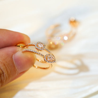 [Resenly Jewelry] マイ ツイン 2 ラング ダイヤモンド ピアス (シルバー)