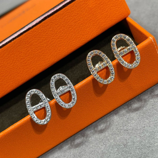 [Resenly Jewelry]HM フルダイヤモンド ピッグノーズ スタッドピアス