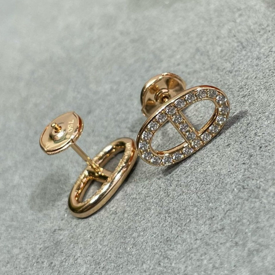 [Resenly Jewelry]HM FULL DIAMOND PIG NOSE STUD EARRINGS