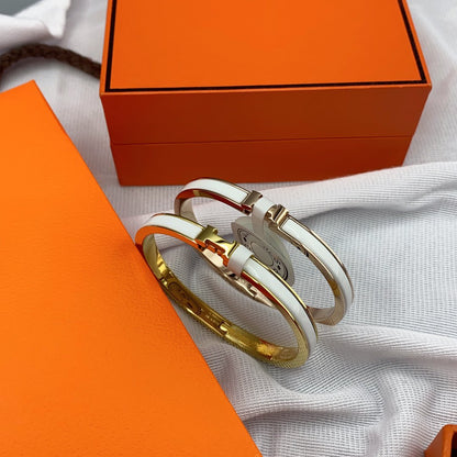 [Resenly Jewelry]クラシック HM クリック ホワイト 8MM エナメルブレスレット