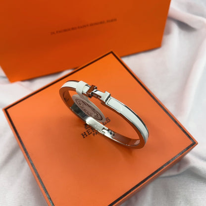[Resenly Jewelry]クラシック HM クリック ホワイト 8MM エナメルブレスレット