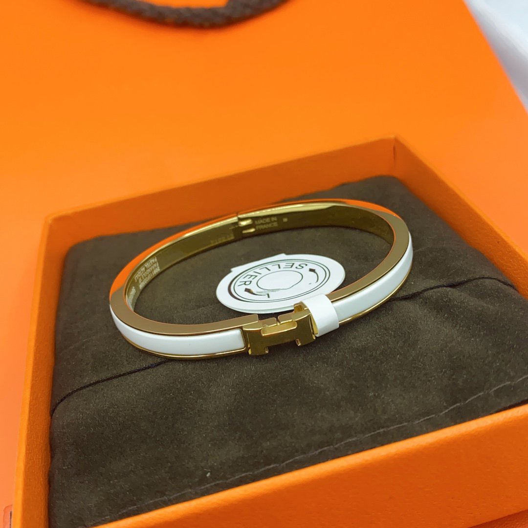 [Resenly Jewelry]クラシック HM クリック ホワイト 8MM エナメルブレスレット