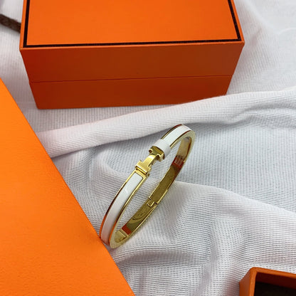 [Resenly Jewelry]クラシック HM クリック ホワイト 8MM エナメルブレスレット