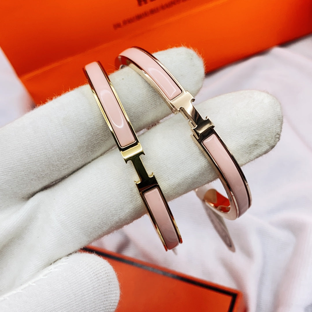 [Resenly Jewelry]CLASSIC HM CLIC  PINK 8MM ENAMEL BRACELET