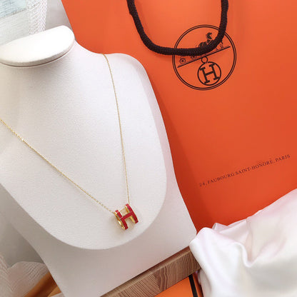 [Resenly Jewelry] HM クリック エナメル ゴールドネックレス