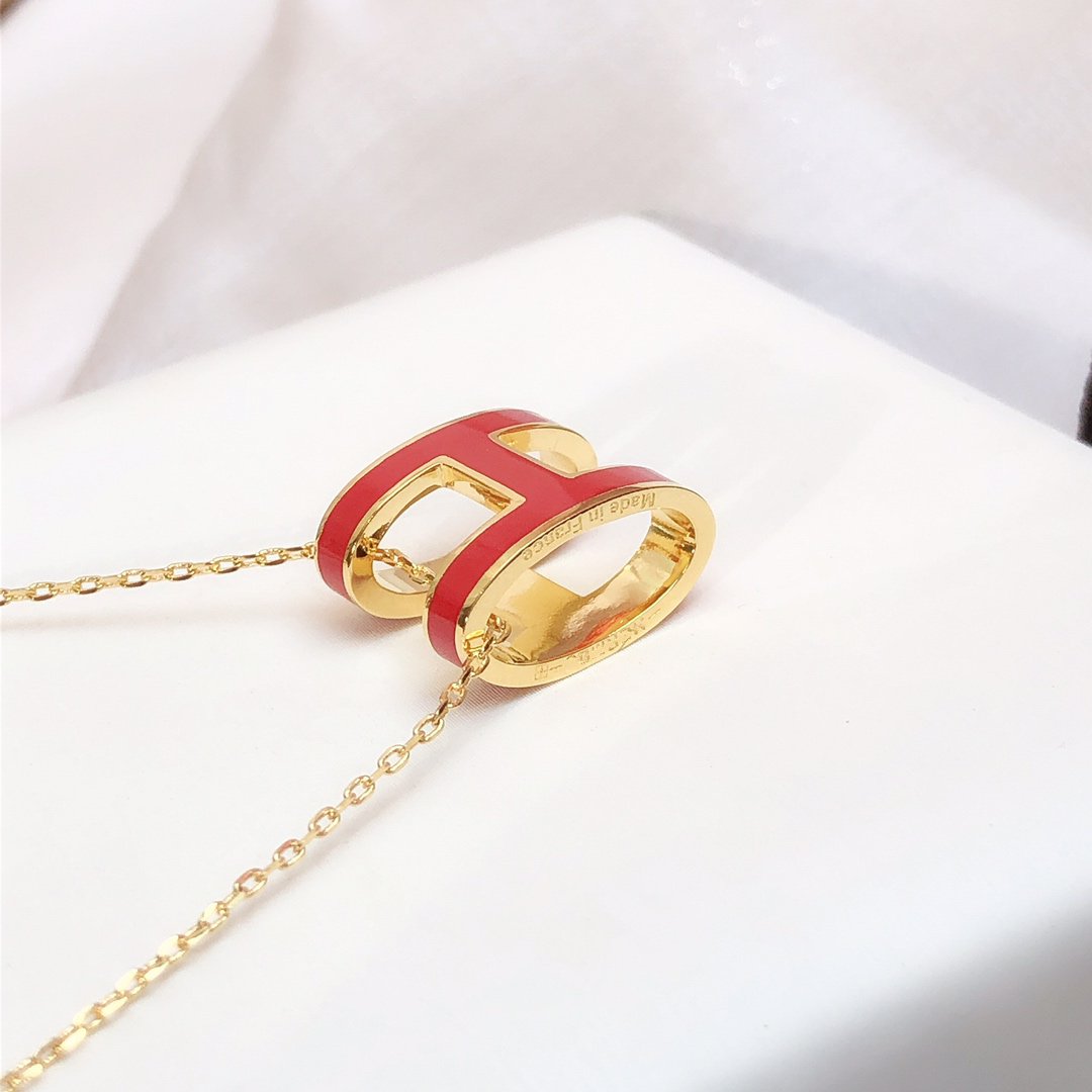 [Resenly Jewelry] HM クリック エナメル ゴールドネックレス