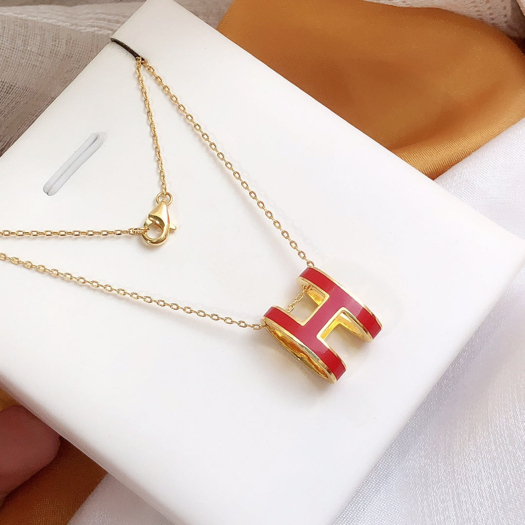 [Resenly Jewelry] HM クリック エナメル ゴールドネックレス