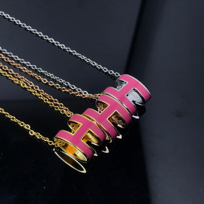 [Resenly Jewelry]H NECKLACE PINK