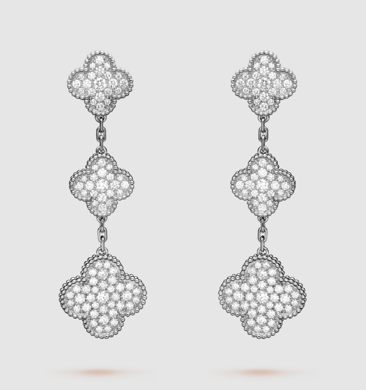[Resenly Jewelry] クローバー 3モチーフ ダイヤモンド シルバー ドロップピアス