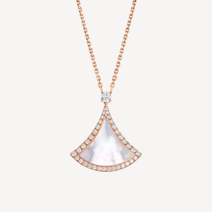 [Resenly Jewelry]DREAM MOP DIAMOND PAVED PINK GOLD NECKLACE