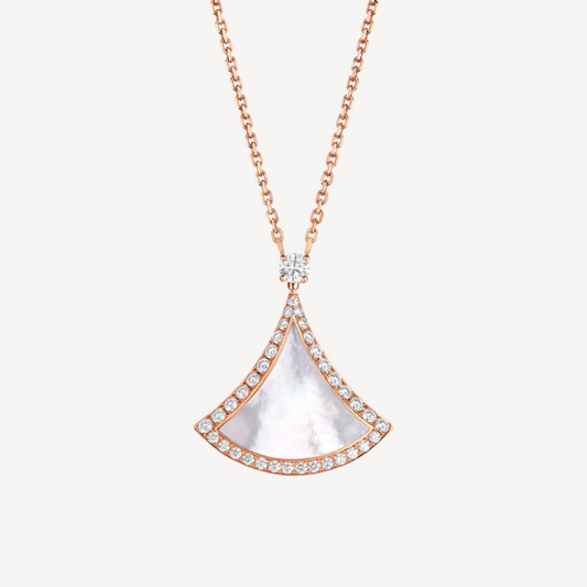 [Resenly Jewelry]DREAM MOP DIAMOND PAVED PINK GOLD NECKLACE