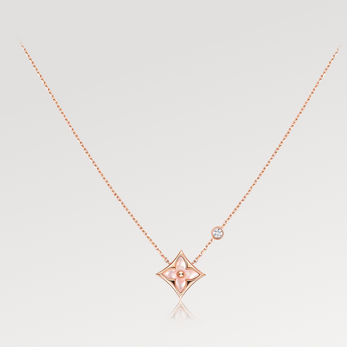 [Resenly Jewelry] スターピンクMOP 1ダイヤモンド ピンクゴールドネックレス