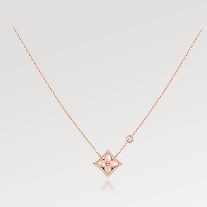 [Resenly Jewelry] スターピンクMOP 1ダイヤモンド ピンクゴールドネックレス