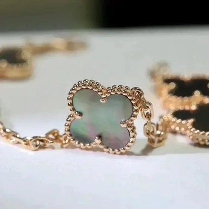 [Resenly Jewelry] CLOVER 5 MOTIF GRAY MOP BRACELET COLLECTION