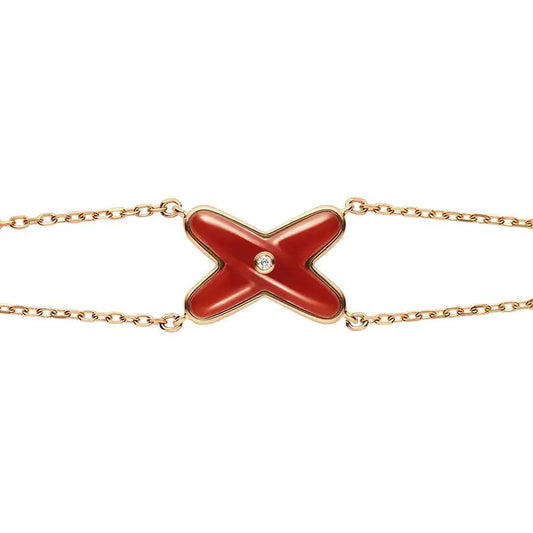 [Resenly Jewelry]JEUX ブレスレット カーネリアン ピンクゴールド 1ポイントダイヤモンド