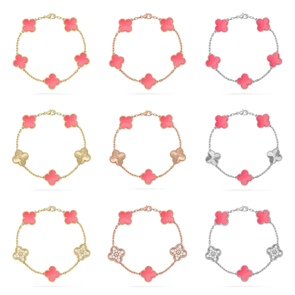 [Resenly Jewelry] クローバー 5モチーフ ピンクMOP ブレスレットコレクション