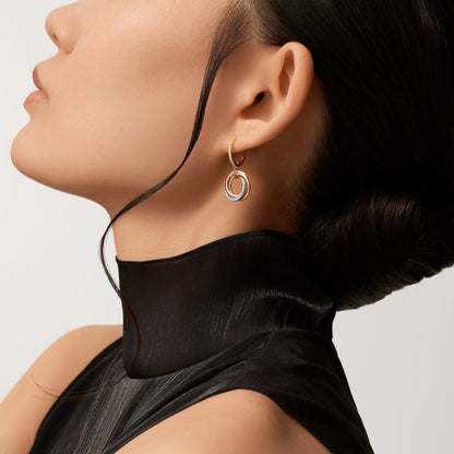 [Resenly Jewelry]TRINITY HALF DIAMOND  EARRINGS