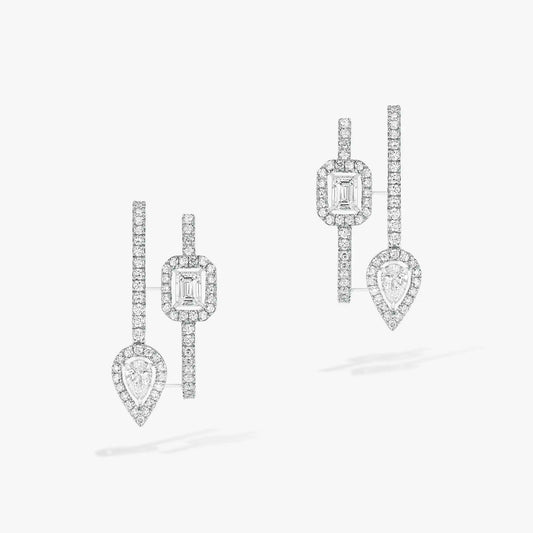 [Resenly Jewelry]CREOLES MY TWIN 2 RANGS SILVER DIAMOND EARRINGS