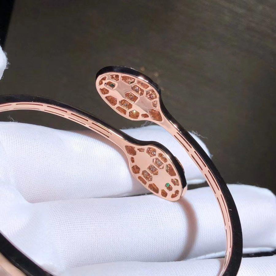 [Resenly Jewelry]セルペンティ ブレスレット ピンクゴールド マラカイト ダイヤモンド ダブルスネーク