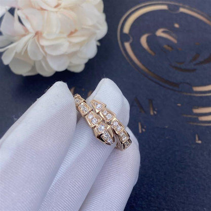 [Resenly Jewelry]SERPENTI RING PINK GOLD DIAMOND PAVED 4MM