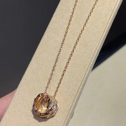 [Resenly Jewelry]SERPENTI PINK GOLD NECKLACE DOUBLE RING DIAMOND
