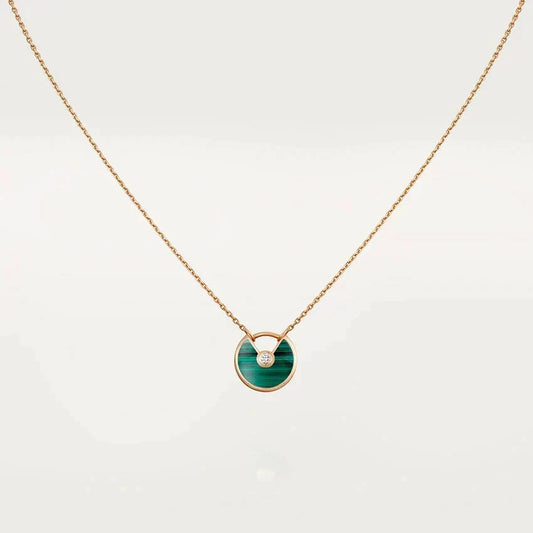 [Resenly Jewelry]AMULETTE ROSE GOLD MALACHITE NECKLACE