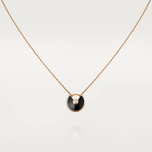 [Resenly Jewelry]AMULETTE ROSE GOLD ONYX NECKLACE