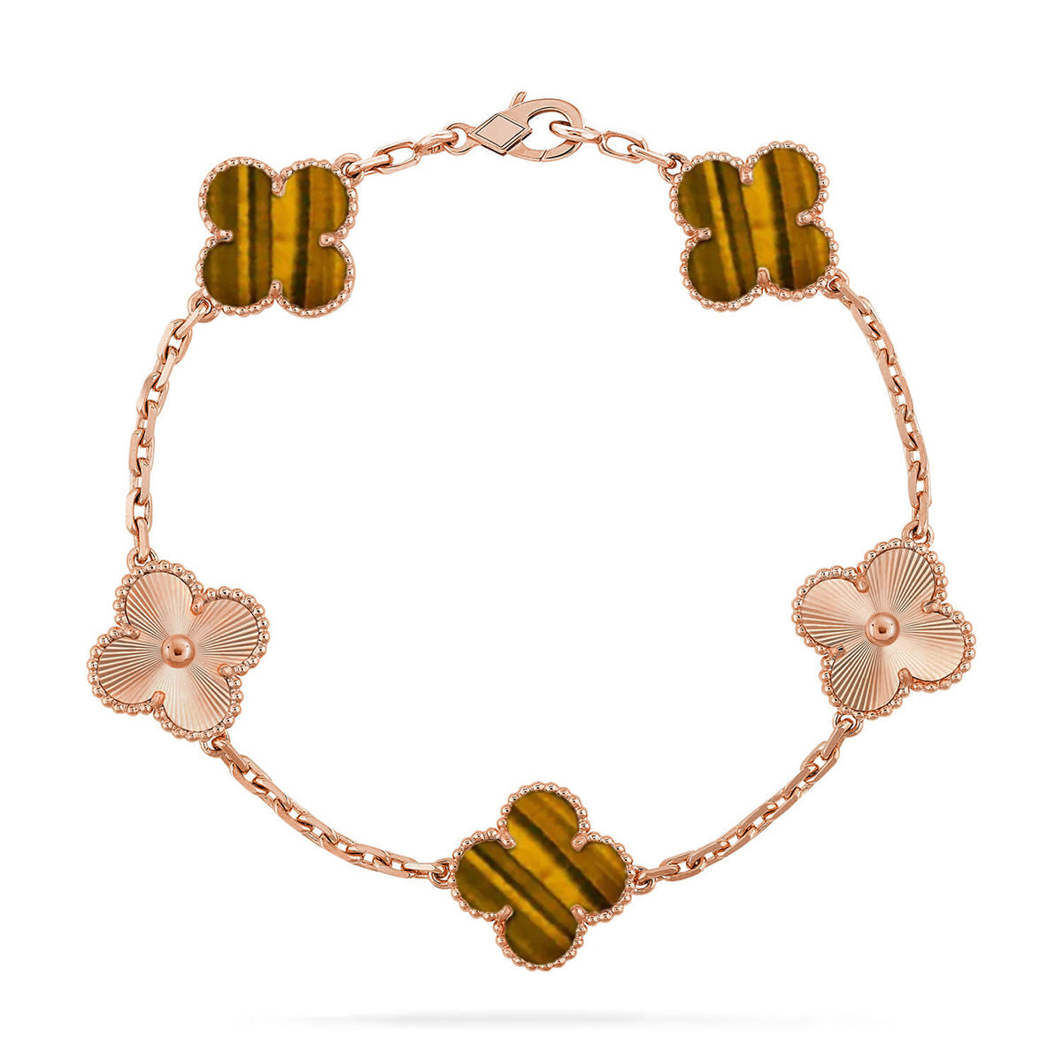 [Resenly Jewelry] クローバー 5モチーフ タイガーアイ ブレスレットコレクション