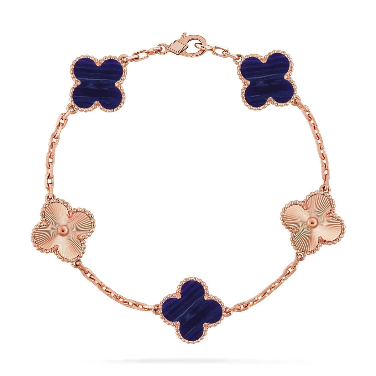 [Resenly Jewelry] クローバー 5モチーフ パープルストライプ ブレスレットコレクション