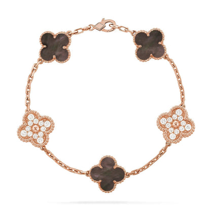 [Resenly Jewelry] CLOVER 5 MOTIF GRAY MOP BRACELET COLLECTION