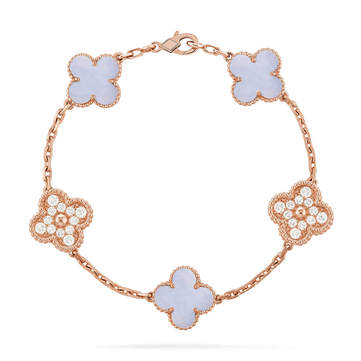 [Resenly Jewelry] クローバー 5モチーフ パープルカルセドニー ブレスレット コレクション