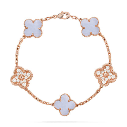 [Resenly Jewelry] クローバー 5モチーフ パープルカルセドニー ブレスレット コレクション