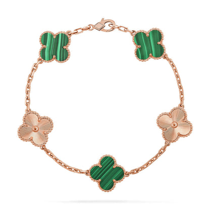 [Resenly Jewelry] CLOVER 5 MOTIF MALACHITE BRACELET COLLECTION