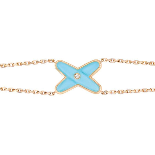 [Resenly Jewelry] JEUX ブレスレット ターコイズ ピンクゴールド 1ダイヤモンド