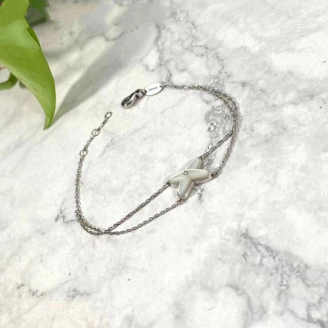 [Resenly Jewelry]JEUX ブレスレット ホワイトMOP シルバー ダイヤモンド1石