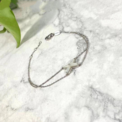 [Resenly Jewelry]JEUX ブレスレット ホワイトMOP シルバー ダイヤモンド1石