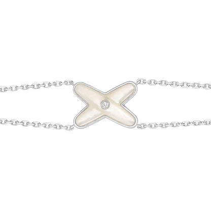 [Resenly Jewelry]JEUX ブレスレット ホワイトMOP シルバー ダイヤモンド1石