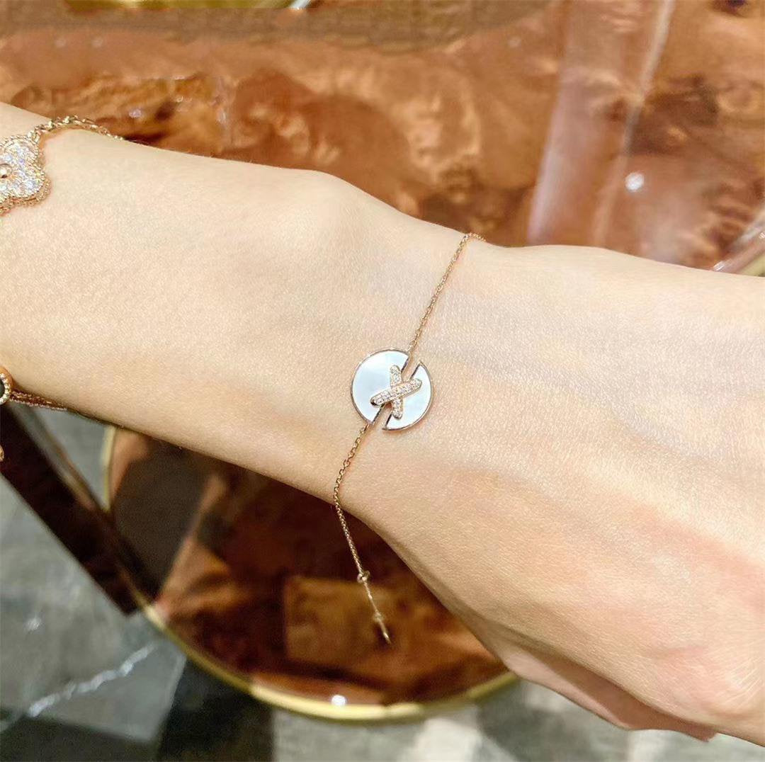 [Resenly Jewelry]JEUX DE BRACELET MOP PINK GOLD DIAMONDS